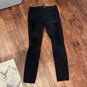 Express Skinny Distressed Black Jeans